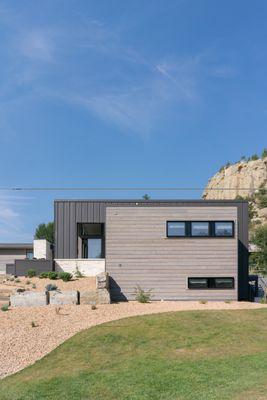 Modern home designed to mesh into it's site.