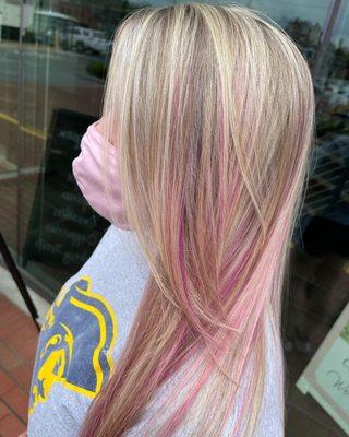 Frankie did a great job giving me some pink highlights!