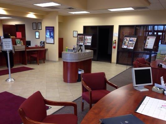 This is the lobby of FNB in Tulie. FNB graciously let The Greater Tularosa Foundation display community initiative posters.