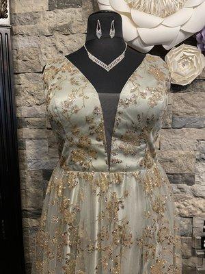 Sage and gold gown !