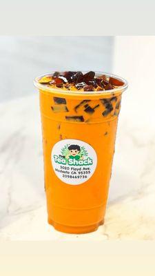 Thai tea with coffee jelly