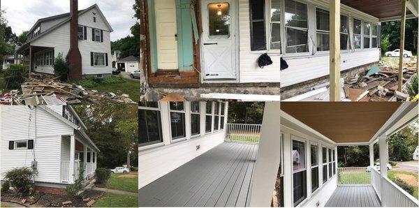 Before & After Photos of a job ARS completed. This front porch was destroyed as a result of texting and driving, but ARS was there to help!