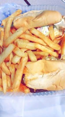 Chicken sub with fries! Deliciousness