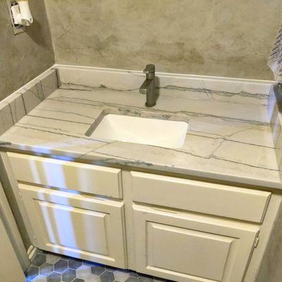 A gorgeous quartzite vanity that was pulled from our Remnant yard.