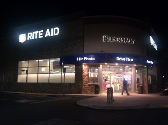 Store entrance at night