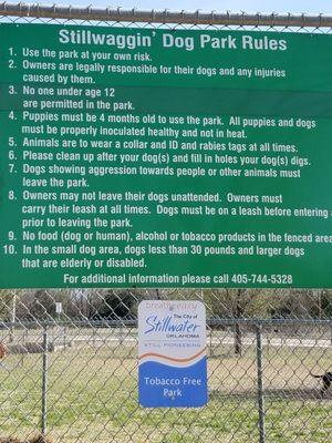 Dog park rules.