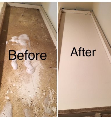 The top of some very dirty kitchen cabinets restored but to the original look!