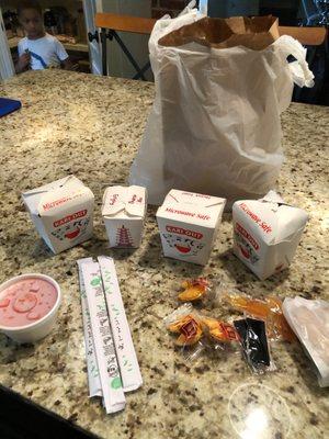 Fried rice (qt), Shrimp Lo Mein, Sweet & Sour Chicken