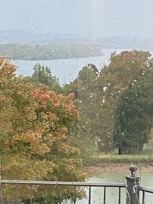 Just arrived for anniversary dinner! And while it's raining, this is our view from the dining room!