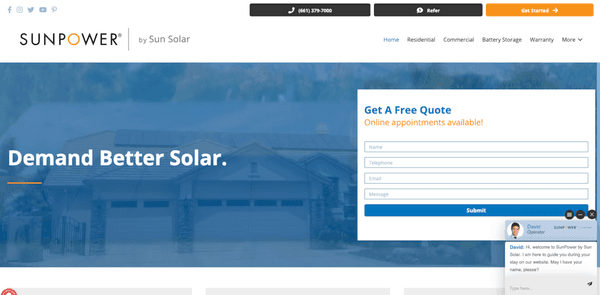 SunPower by SunSolar marketing website