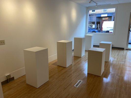 Stands are ready now for the art gallery to open.