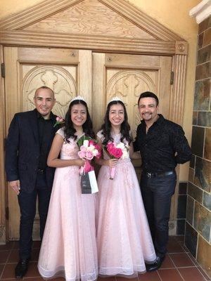 Taking photos outside St. Francis Xavier Church. The quinceanera ceremony was   performed very well.