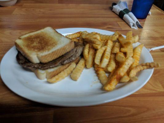 Ribeye sandwich with fries