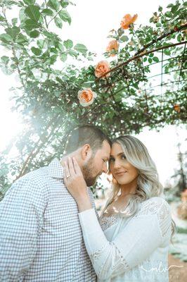 Sarah + Nate are engaged to married! We had such a blast photographing their engagement session! The rose garden was the perfect setting!