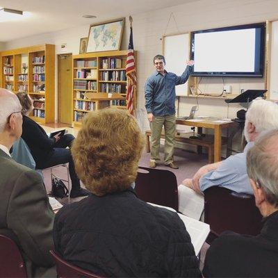 Sunday school hour after the worship service with Bible Scholar Eric Harvey.