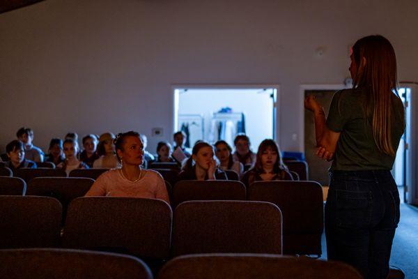 Lovegood's all ages cast receiving notes from director Brooke.