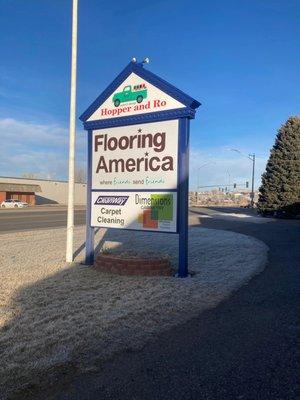 Our new location in with Flooring America!  Come on in!