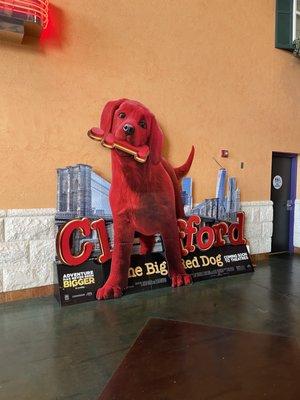 A promotional display for Clifford the Big Red Dog. Taken on December 22, 2021.