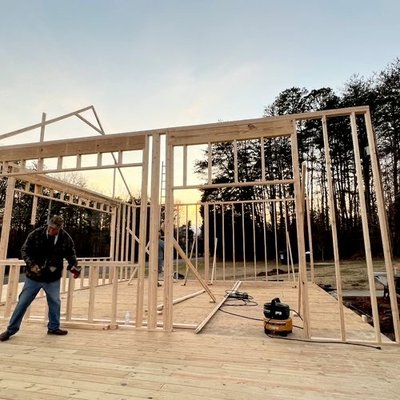 Start of framing exterior walls