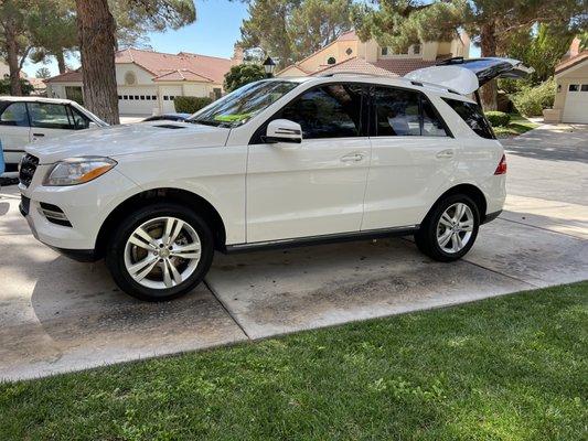 Beautiful finish on Mercedes suv A package detail 2 row suv job was $110