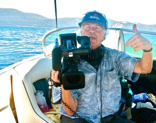 Brown filming the initial Lake Tahoe shoot for "Going the Distance"