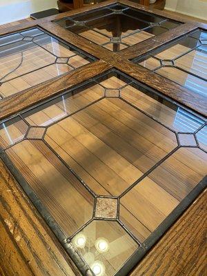 Stained glass coffee table section