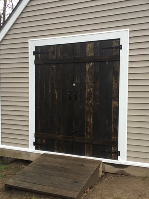 Custom built doors on a custom built shed in Cumberland RI