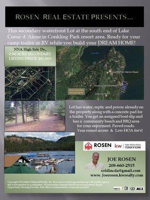 Beautiful .96 Acre Lot - reay to build your dream home. Conkling Bay is a fantastic little water community on the South end of Lake CDA