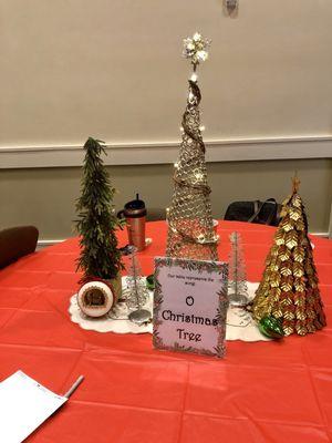 Table decorated by the Mahjong group that meets at the SFCC on Thursdays.