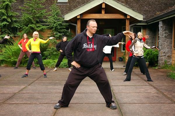 Chen Tai Ji Quan class at the ZYQ retreat in Still Meadow retreat center, near Portland, Oregon, 2010