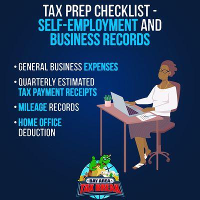 Tax Prep Checklist - Self Employment and Business Records