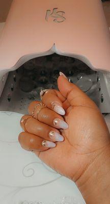 Almond gel extension set with nail art