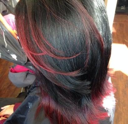 Black with cherry cola highlights by Jenn