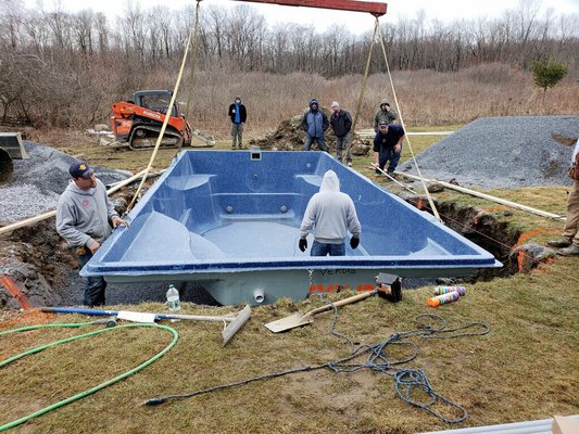 New fiberglass pool installation