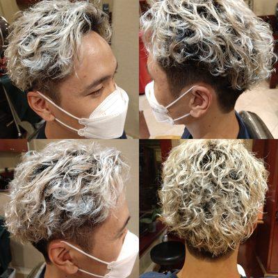 Korean iron perm on bleached blonde hair.