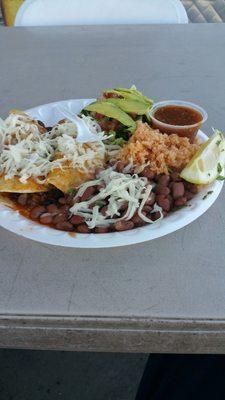 Asada enchilada plate, tell me this is not worth more than the $5 I paid