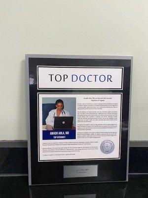 Dr. Abla Awadh voted one of the top doctors.