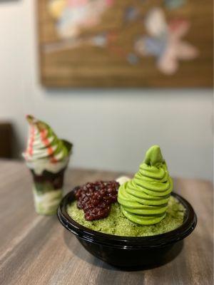 Matcha Shaved Ice with no condensed milk