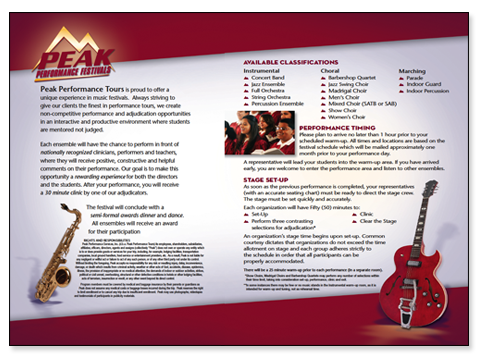 PEAK Performance Festivals | Brochure