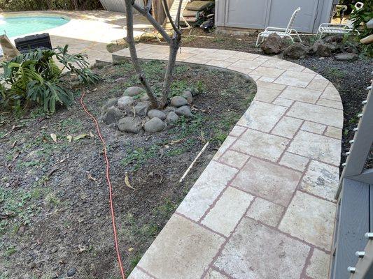 Travertine pool deck and walkway