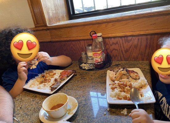 Kids eating their meal