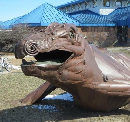 Sir Rustolot, the library's friendly dragon. Feel free to climb him and take pictures!