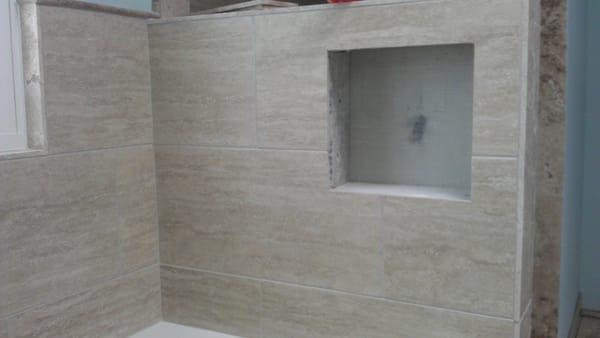 Work in progress-bath tub wall tiles