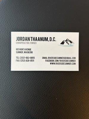 Dr. Jordan's business card