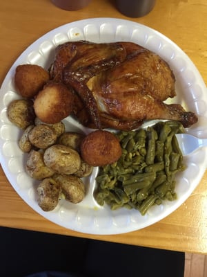 Chicken with green beans baked taters