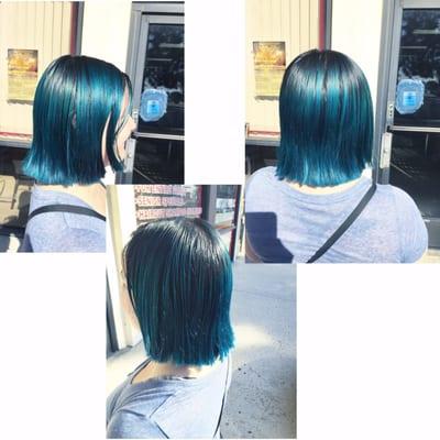 Blue ombre cut and style