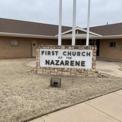 Sign for the First Church Of the Nazarene.