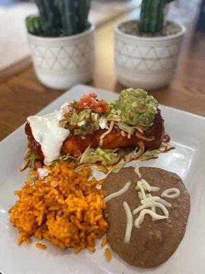 Chicken chimichanga enchilada style