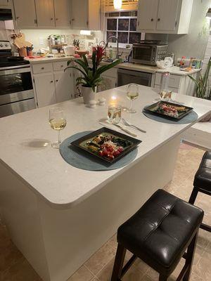 New quartz island countertop