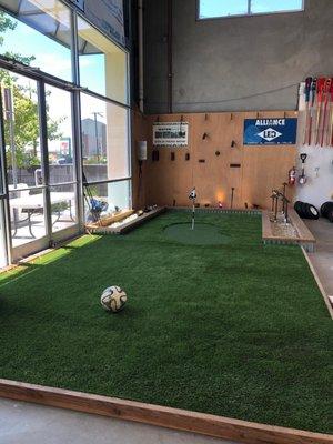 Our artificial turf and landscape lighting display in our Petaluma store.